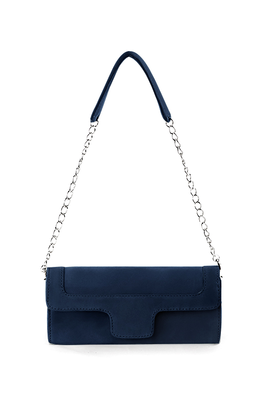 Dress clutch for wedding and parties in navy blue leather - Top view